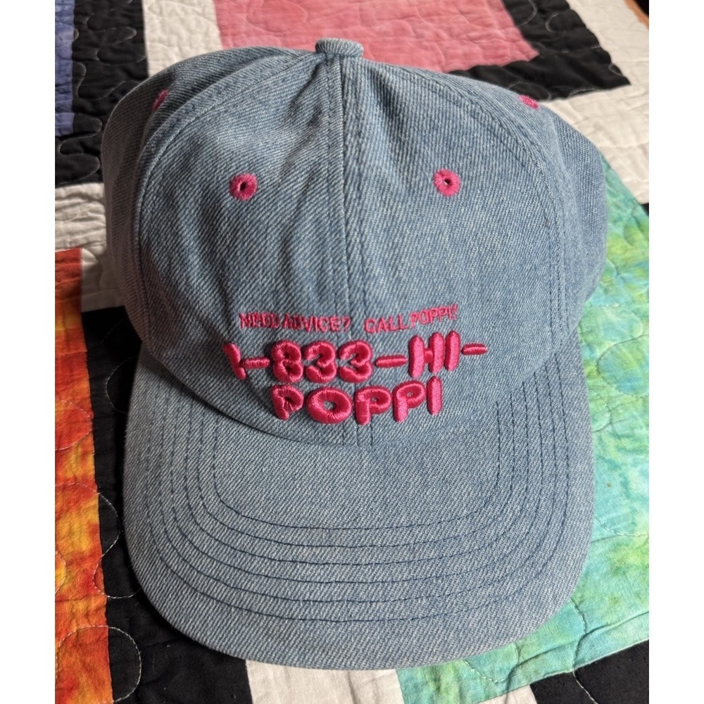 Need Advice? Call Poppi Brand Probiotic Soda Promo Cotton Cap Hat Blue/Pink